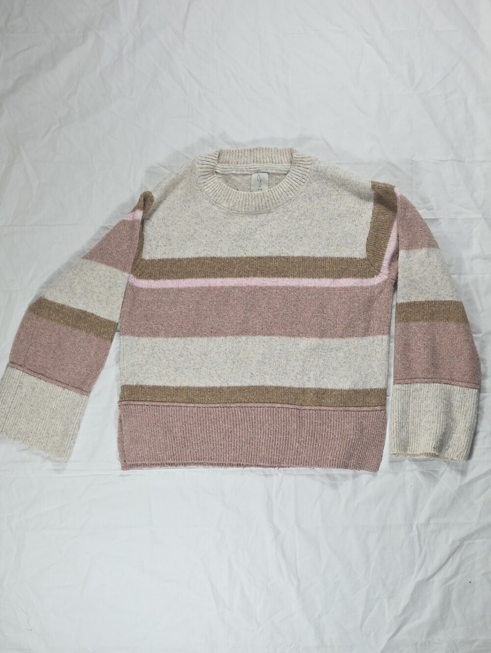 Joie Striped Scoop Crewneck in Blush, Cream & Taupe